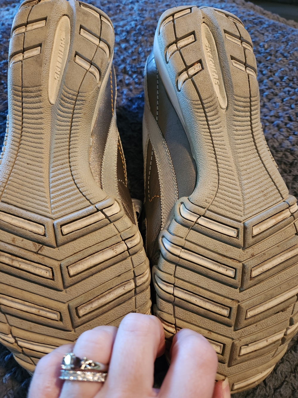 Skechers Mary Jane Sport Shoes in Metallic Silver & Light Beige - Picture 10 of 15